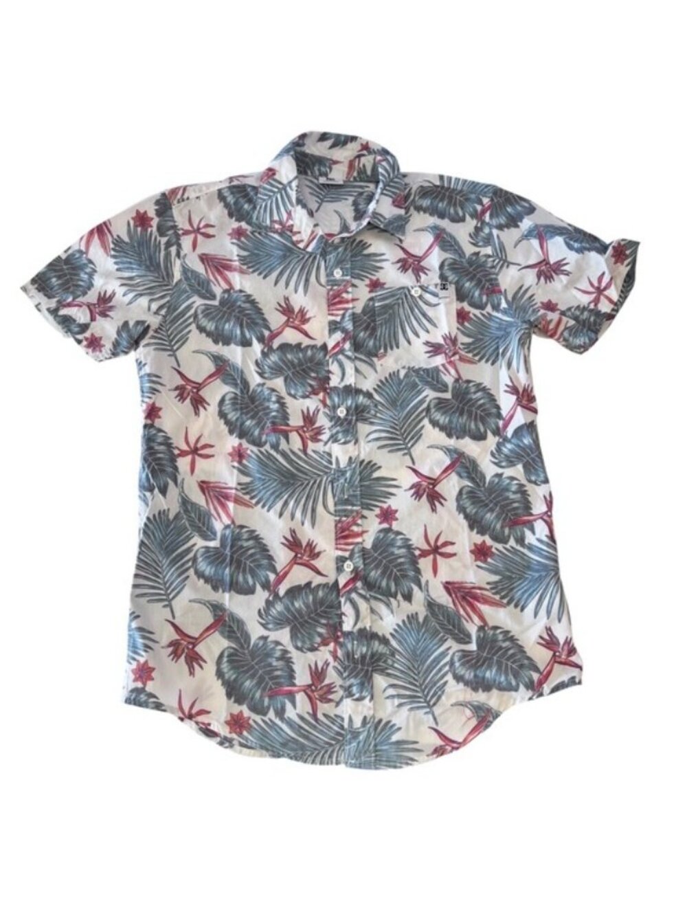 Men's shirt by DC , Med, white, green , orange Hawaiian print